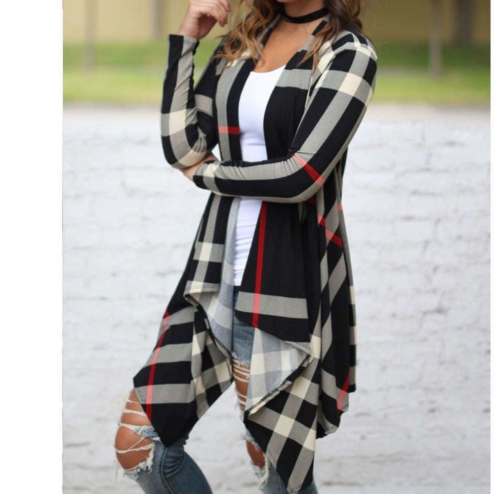 Black Plaid Cardigan